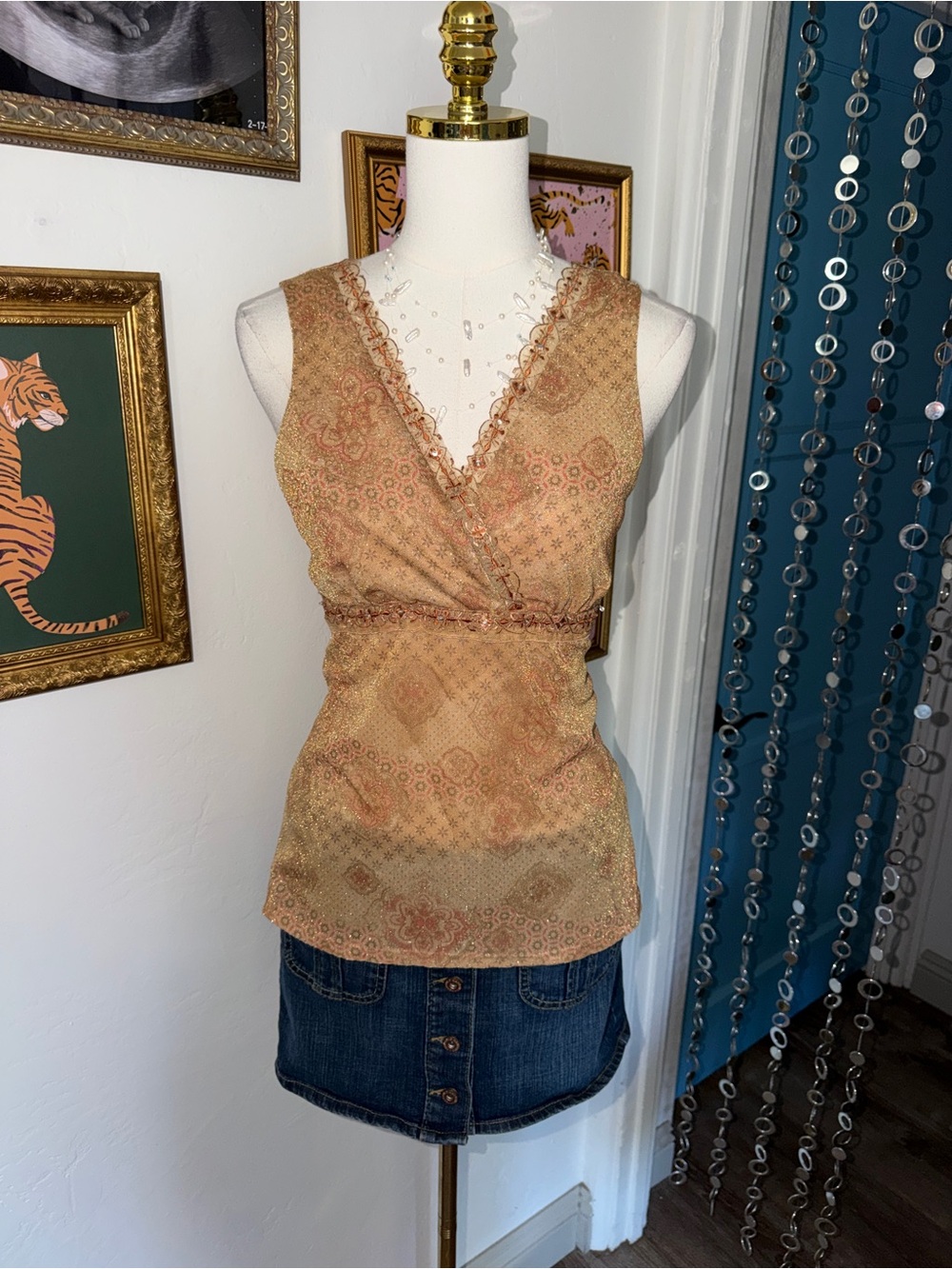 Vintage Y2K Boho Fairy Mesh Top
